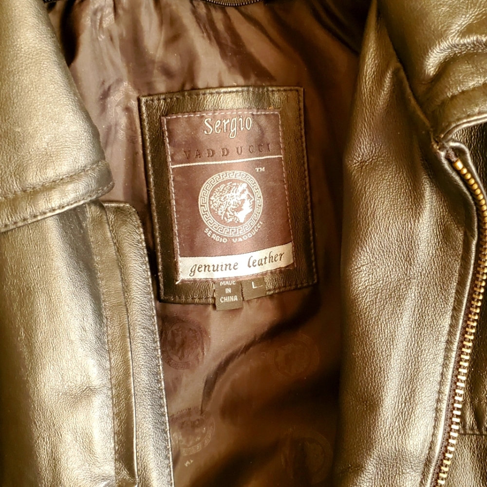 Sergio Vadducci Leather Jacket, Men's L, Black